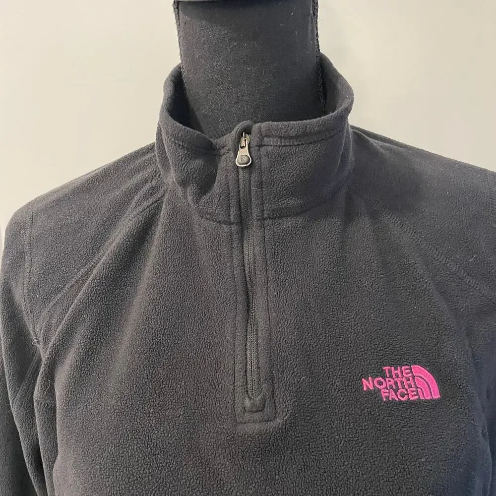 The North Face women's black quarter zip fleece Medium Polartec pullover pink